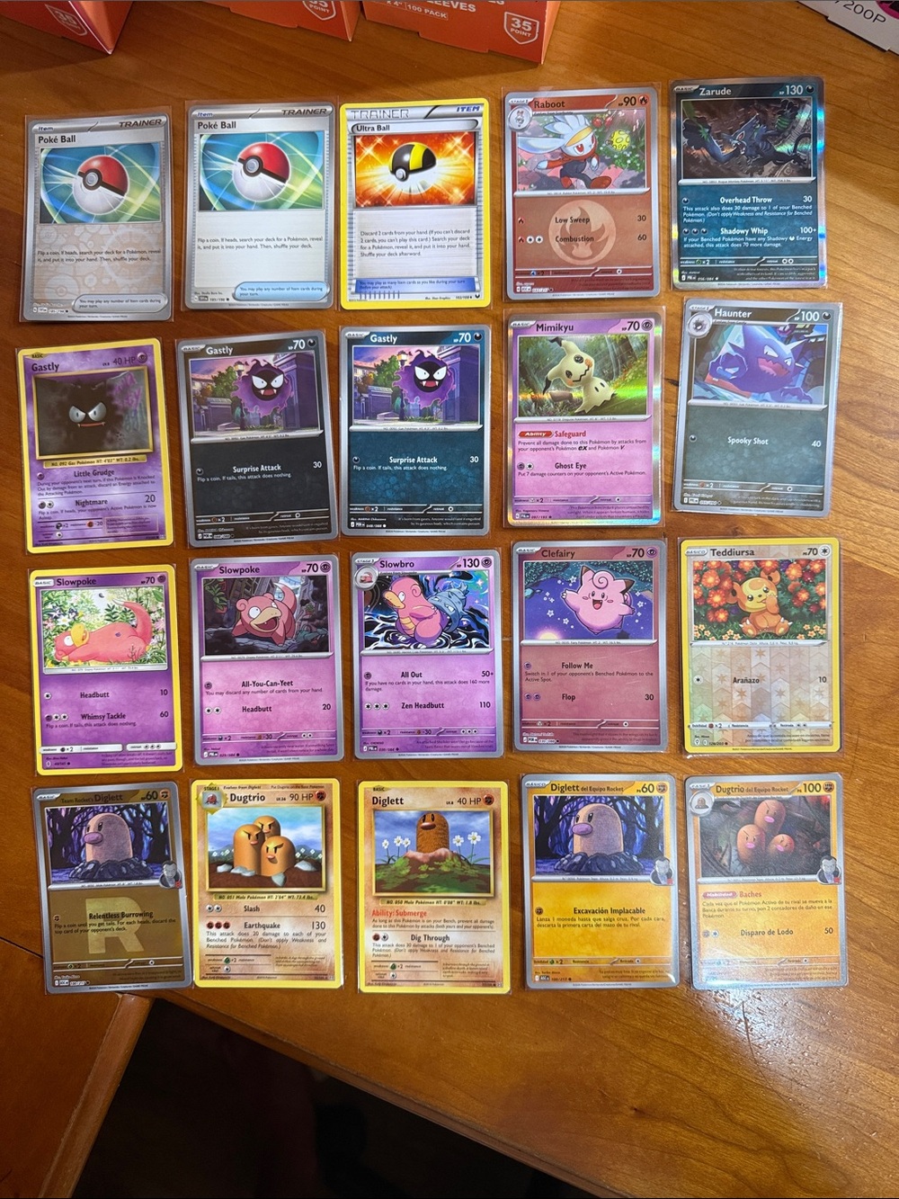 Pokemon Trading Card Lot – Pink, Purple, Yellow, Blue, Black